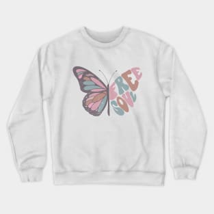 Free Soul Retro Butterfly Word Art Crewneck Sweatshirt